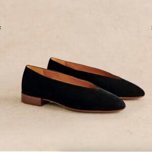 NEW Sezane Matilda Ballerina Flats - Black Suede Size 38 / US 7